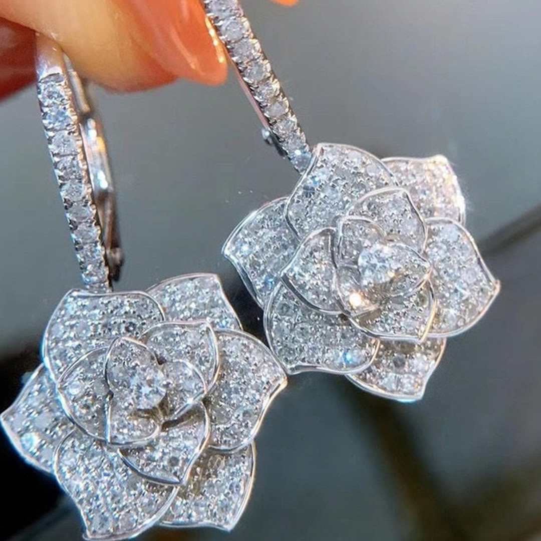 CSH Flower Drop Ear Hoops Pair