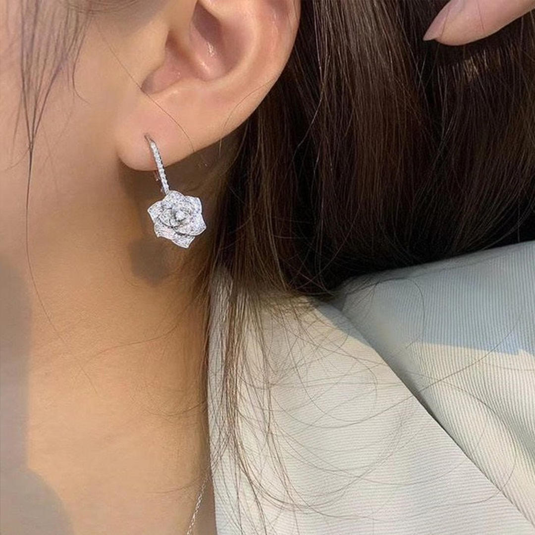 CSH Flower Drop Ear Hoops Pair