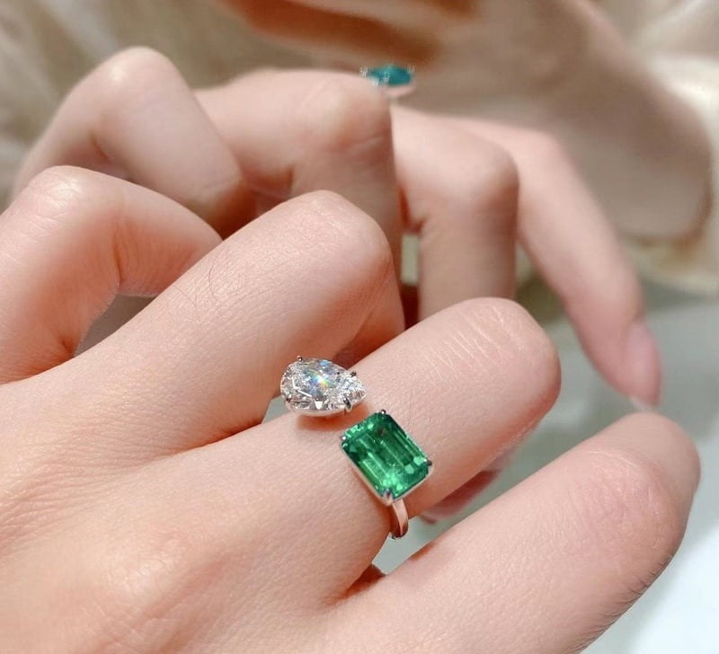 KRL Pear & Rectangle Adjustable Ring