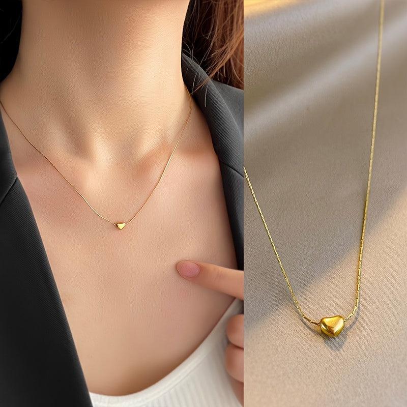 Exquisite Heart-Shaped Pendant Necklace Suitable for Women to Wear