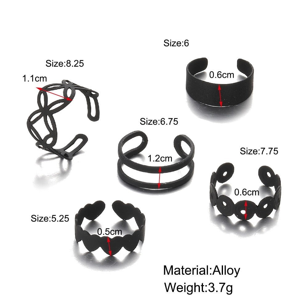 Black Midi Rings Adjustable