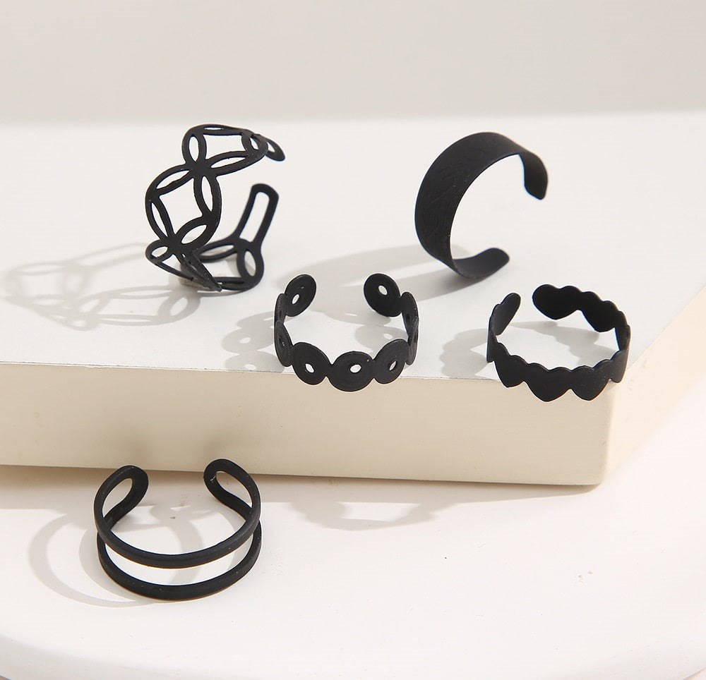 Black Midi Rings Adjustable