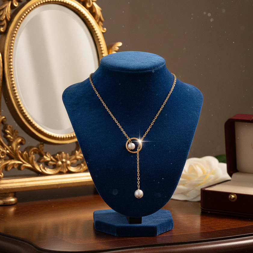 Gold Twin Pearl Pendent