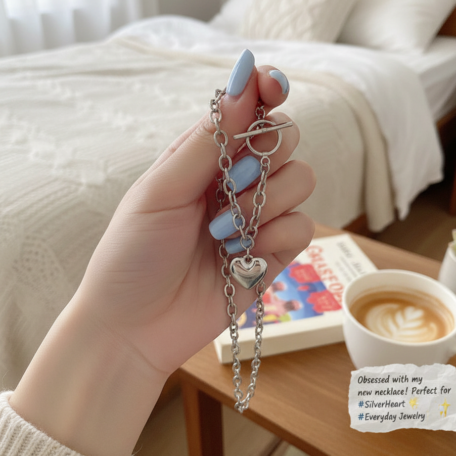 Silver Heart Promising Necklace 03