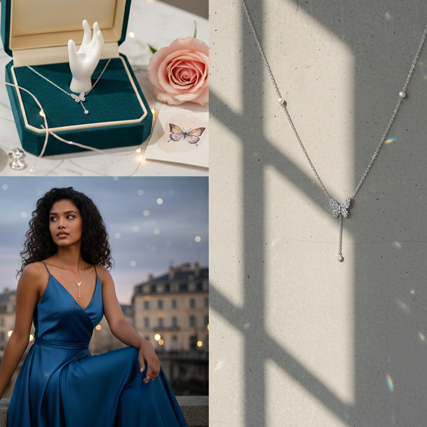 Beautiful Pearl and Butterfly Necklace