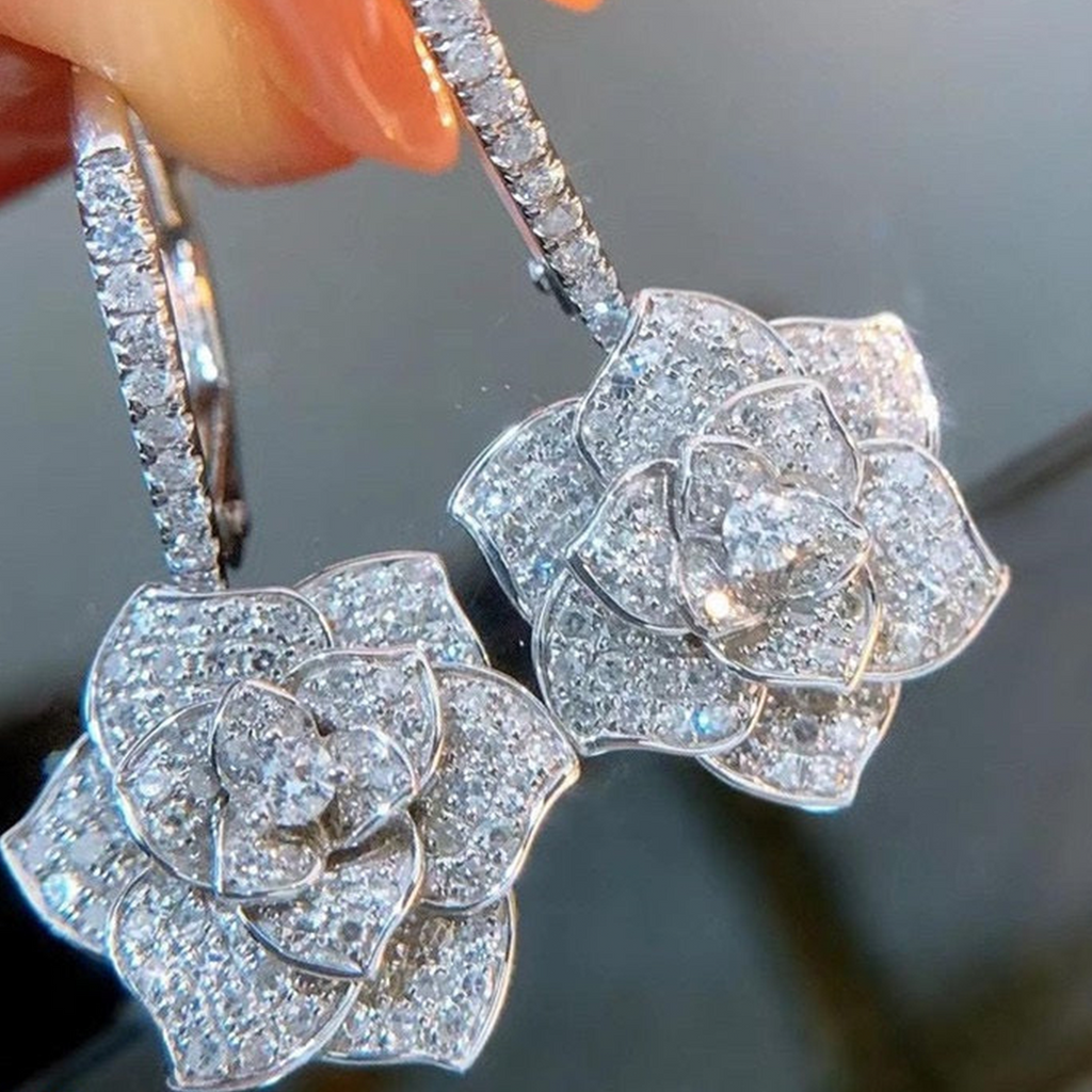 CSH Flower Drop Ear Hoops Pair