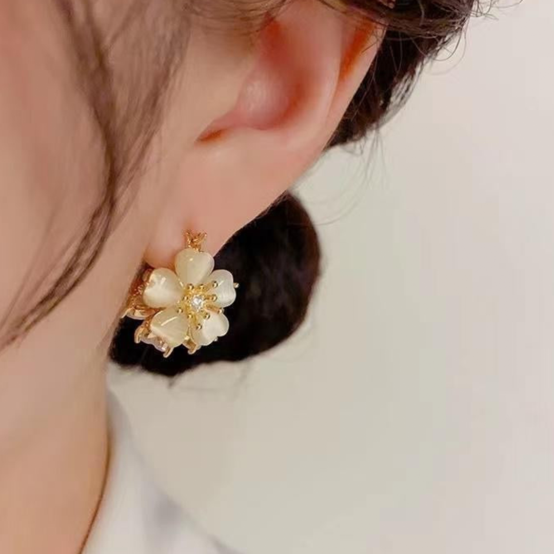 CRSNT Flower Pearl Hoops Pair
