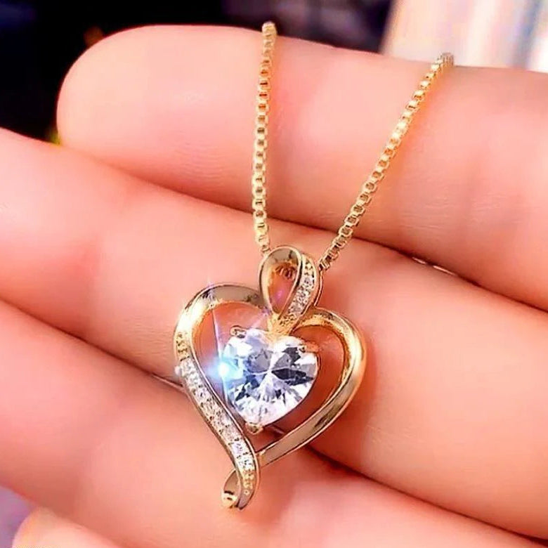 Double Heart Pendant With Chain