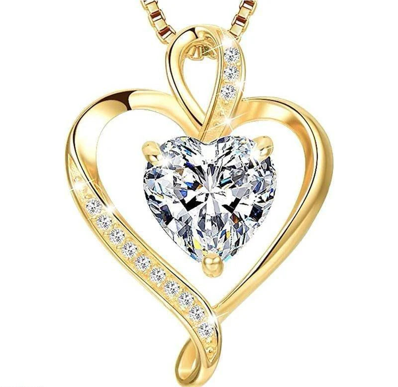 Double Heart Pendant With Chain