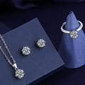 Luxury Round Silver Stone Pendant Set