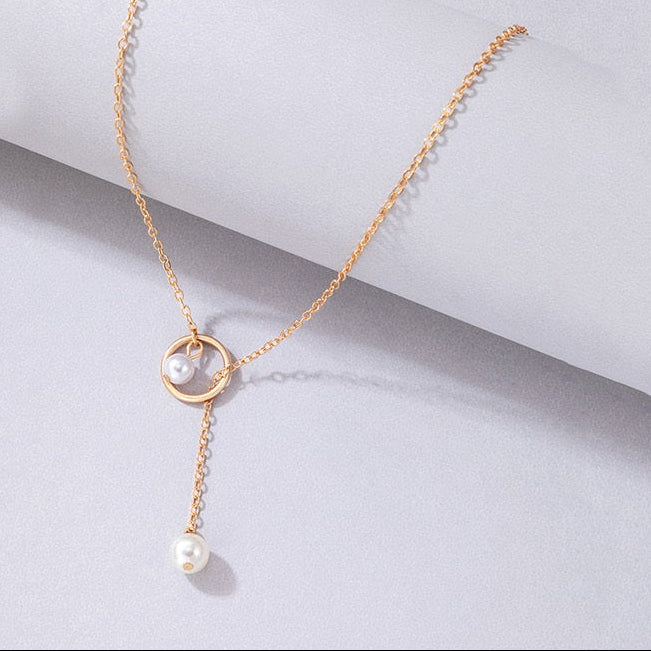 Gold Twin Pearl Pendent