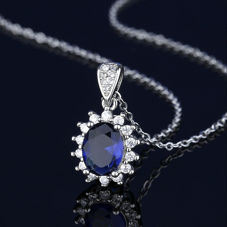 Royal Blue Zircon Luxury Pendent Set