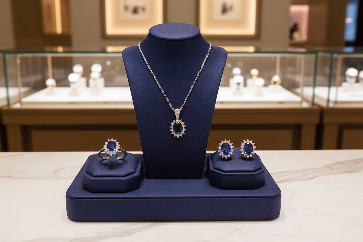 Royal Blue Zircon Luxury Pendent Set