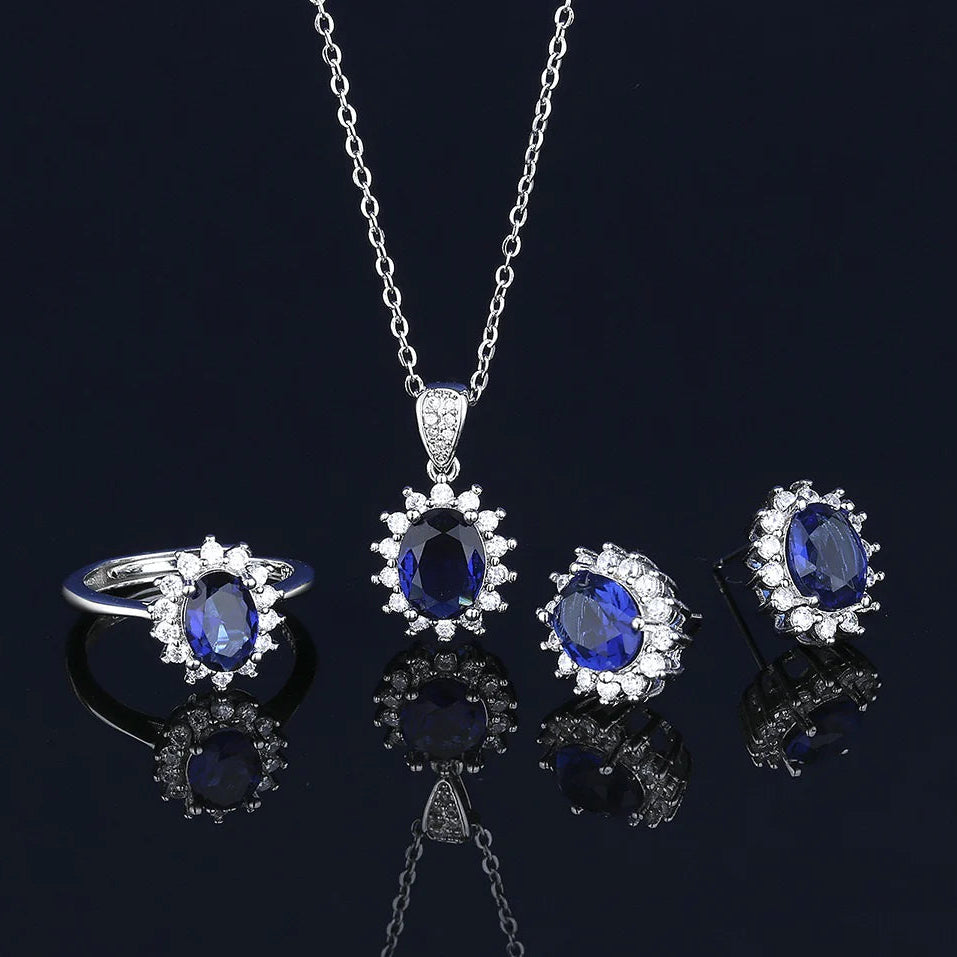 Oval Flower Pendant Set