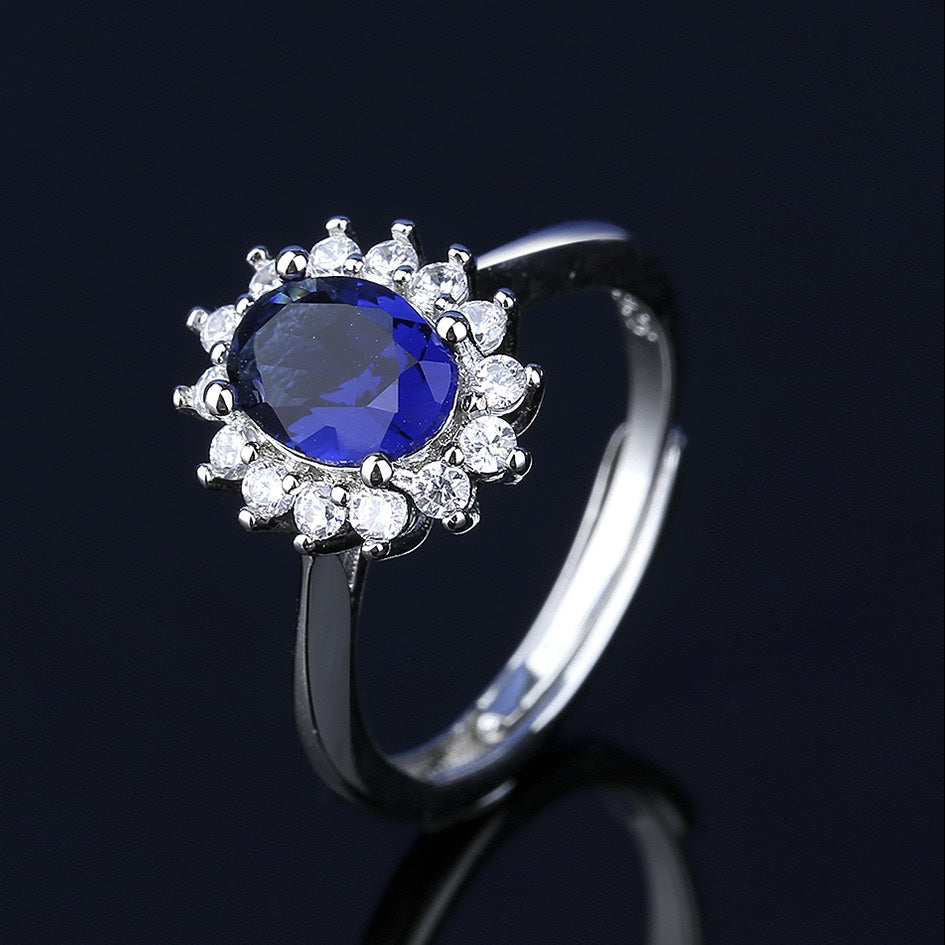 Royal Blue Zircon Luxury Pendent Set