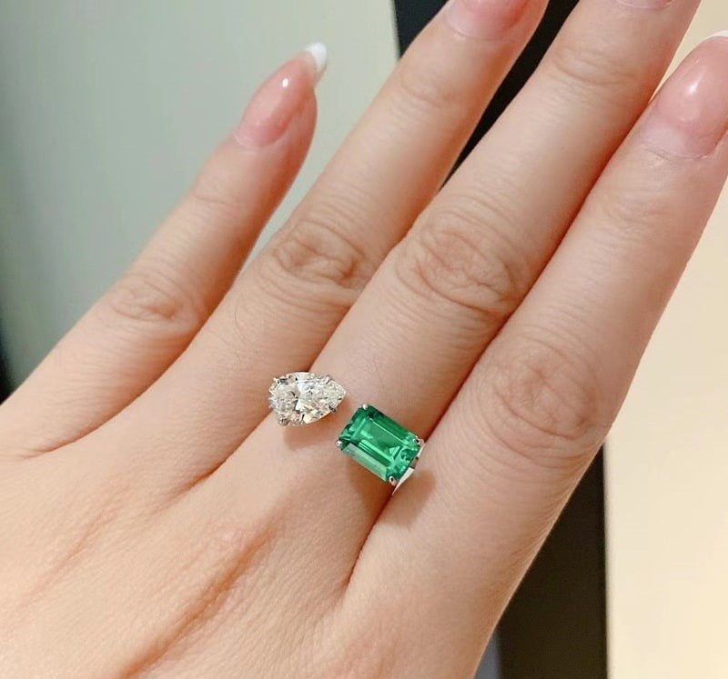 KRL Pear & Rectangle Adjustable Ring