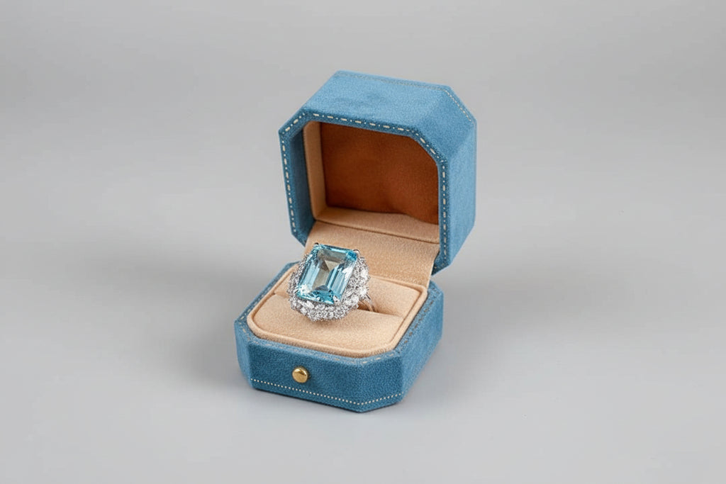Aqua Flower Cathedral Adjustable Ring