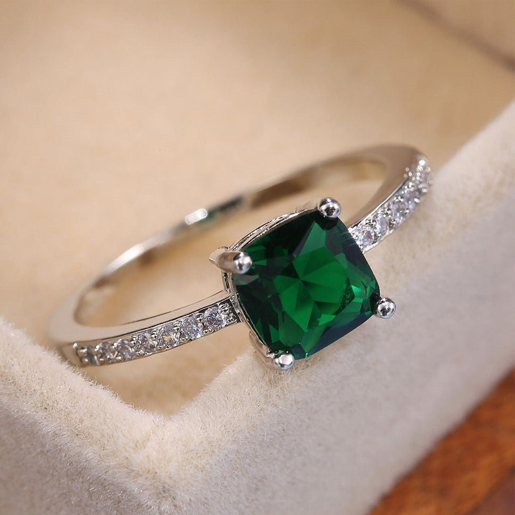 Cushion Panna Zircon Ring