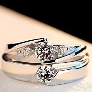 Sterling Silver GRA Moissanite Couple Ring Att - 02