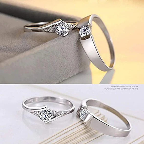 Sterling Silver GRA Moissanite Couple Ring Att - 02
