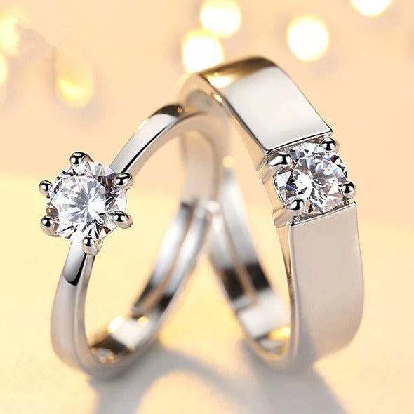Sterling Silver GRA Moissanite Couple Ring Att - 03