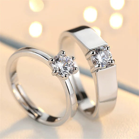 Sterling Silver GRA Moissanite Couple Ring Att - 03