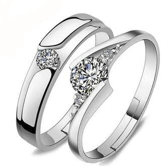 Sterling Silver GRA Moissanite Couple Ring Att - 02