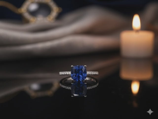 Blue Cushion Zircon Ring 3